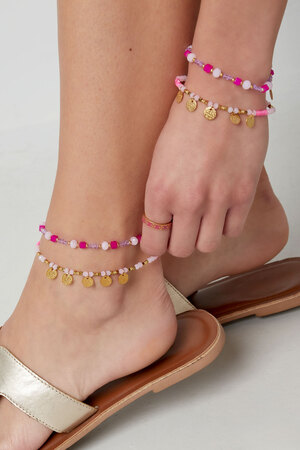 Anklet with coin charms - pale pink h5 Picture2